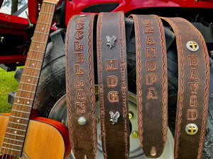 Distressed BISON Leather Guitar Strap with Concho Options – Miller's Leather  Shop