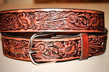 Handcrafted Leather Belt -- Western Carved Design-- Made in the USA –  Miller's Leather Shop